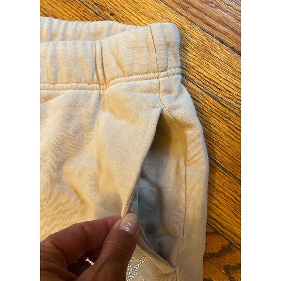 Teddy Fresh Embroidered Roses Rhinestones Thick Joggers Pants Women’s 2XL Beige - Picture 3 of 10